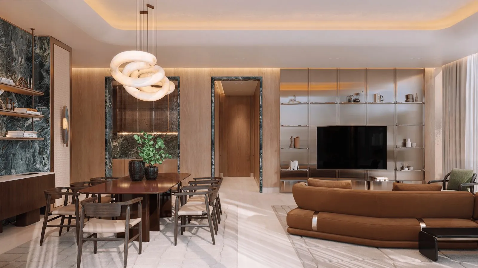 Binghatti Spectre dining and entertainment area